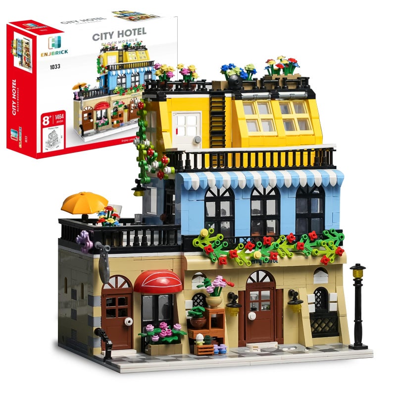 ENJBRICK Flowers City Hotel House Building Kit for Adutls Creator Building Toy Set with Apartmant and Shops for Girls and Adults 1464 pcs - Image 2