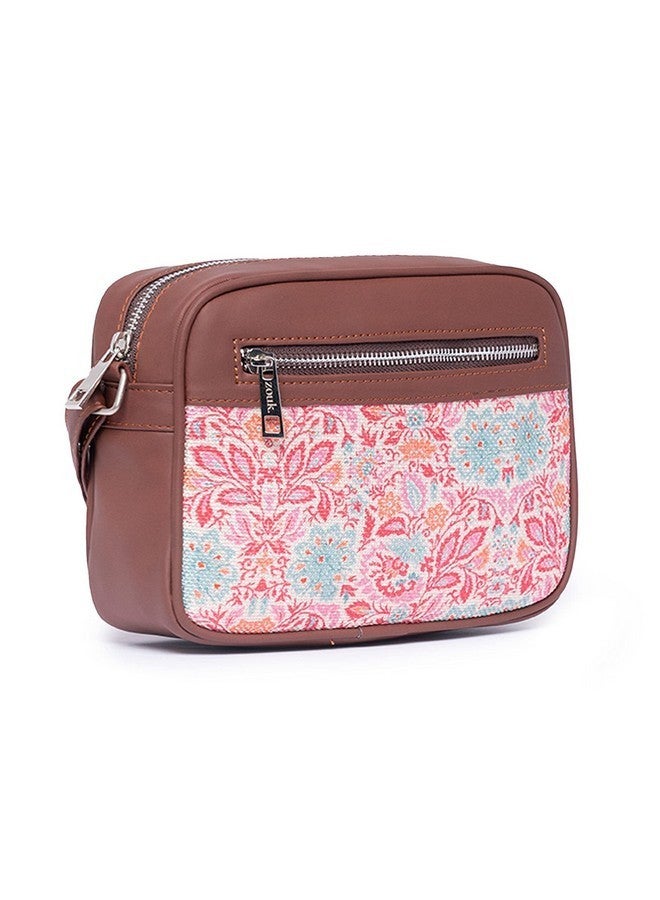 ZOUK حقيبة كتانية متعددة الألوان مزينة بأزهار زوك مانجالور للنساء مصنوعة يدويًا من جلد نباتي - Image 3