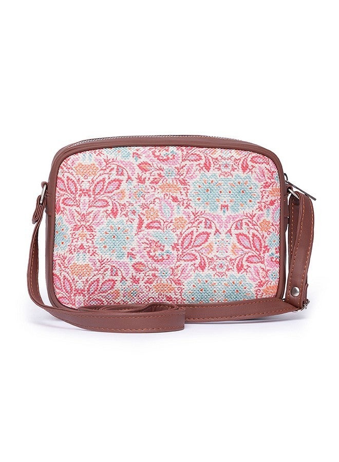 ZOUK حقيبة كتانية متعددة الألوان مزينة بأزهار زوك مانجالور للنساء مصنوعة يدويًا من جلد نباتي - Image 2