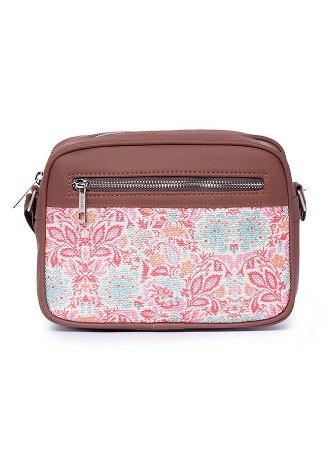 ZOUK حقيبة كتانية متعددة الألوان مزينة بأزهار زوك مانجالور للنساء مصنوعة يدويًا من جلد نباتي - Image 4