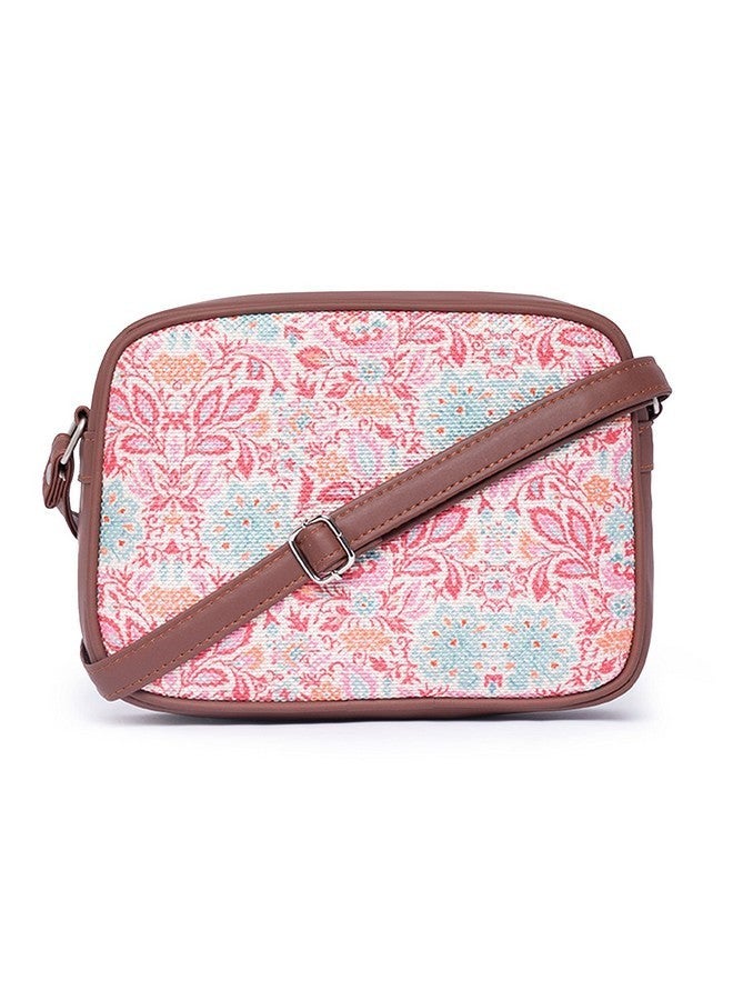 ZOUK حقيبة كتانية متعددة الألوان مزينة بأزهار زوك مانجالور للنساء مصنوعة يدويًا من جلد نباتي - Image 1