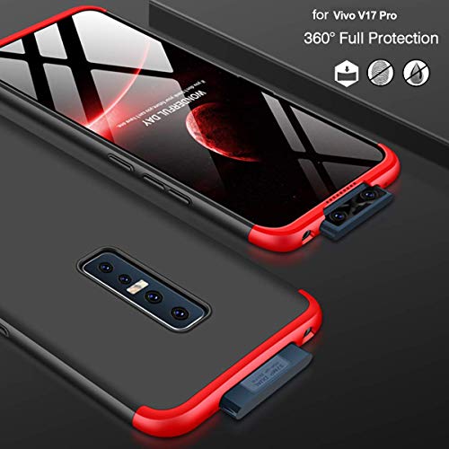 Spazy Case® vivo V17 Pro Cover Case Ull Body 3 in 1 Slim Fit Complete 3D 360 Degree Protection Hybrid Hard Bumper Back Case Cover Designed for vivo V17 Pro (Black & Red) - Image 2