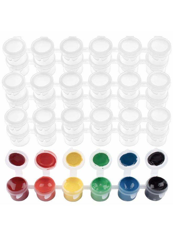 BAGTeck 36 Empty Paint Pots with Lids, 5 ml/0.17 OZ Clear Empty Storage Paint Containers,Mini Painting Cup Arts Crafts Containers for Summer Camp Kids Classrooms Schools Paintings Art Festivals etc - Image 1