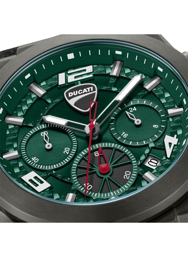 Ducati DT014 Green Dial Black Silicone-Nylon Strap Chronograph Watch for Men 41mm - Image 4