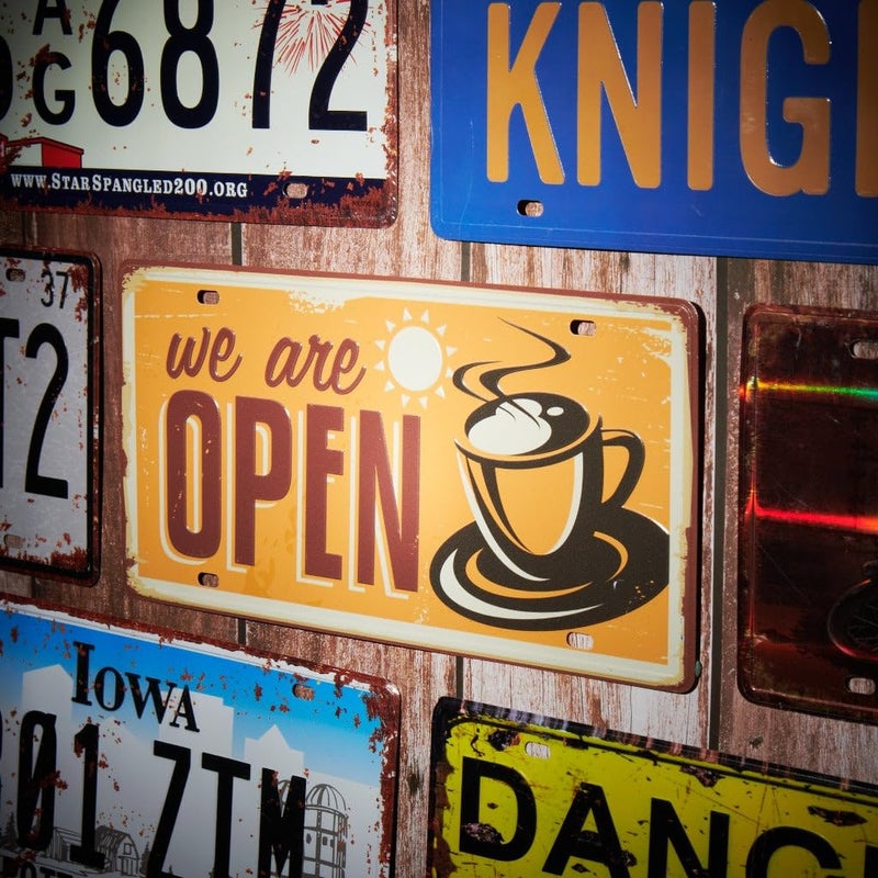 Eazywagon We are open Coffee Multipurpose Metal Signs - License Wall Plate, Decorative Car Tag - Ideal for Cafe, Restaurant, Shop, Home, Hotel, Club, Office, Living Area - Image 2