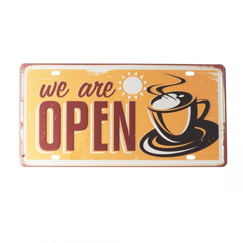 Eazywagon We are open Coffee Multipurpose Metal Signs - License Wall Plate, Decorative Car Tag - Ideal for Cafe, Restaurant, Shop, Home, Hotel, Club, Office, Living Area - Image 1