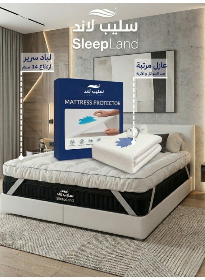 SleepLand Hotel Microfiber Mattress Topper Package 200×180 cm 14 cm Height with Mattress Protector - Image 1