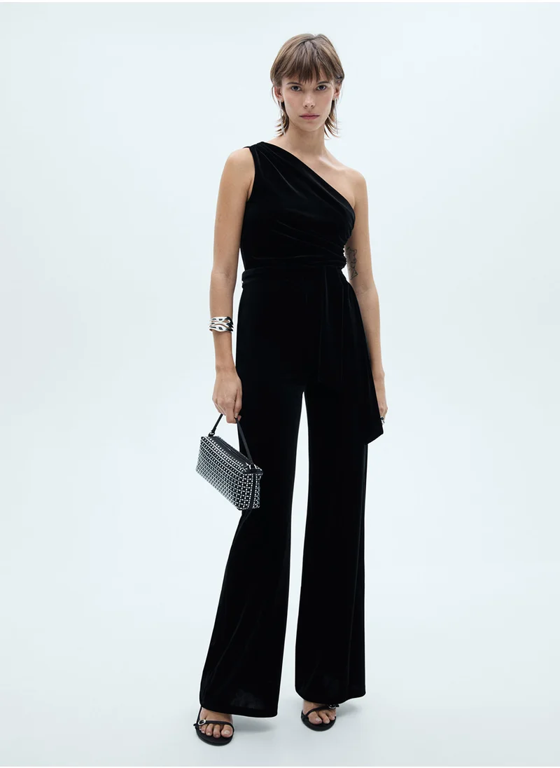 مانجو One Shoulder Tie Detailed Jumpsuit