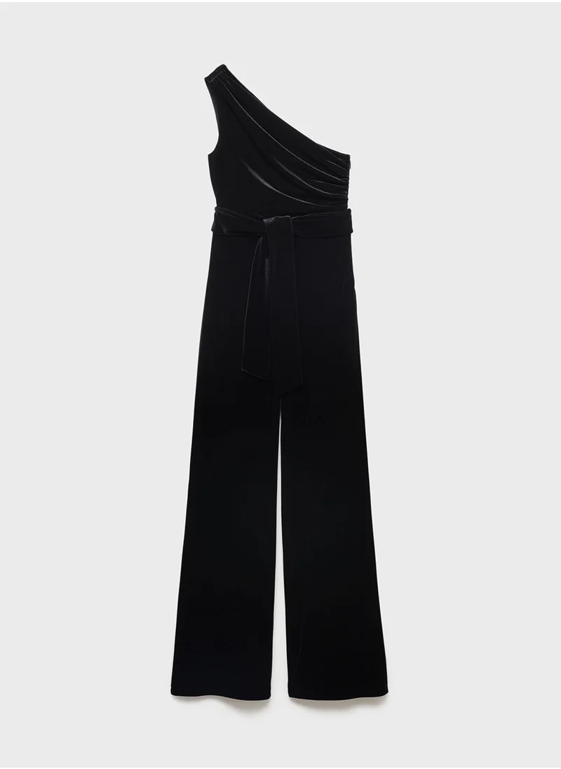 مانجو One Shoulder Tie Detailed Jumpsuit