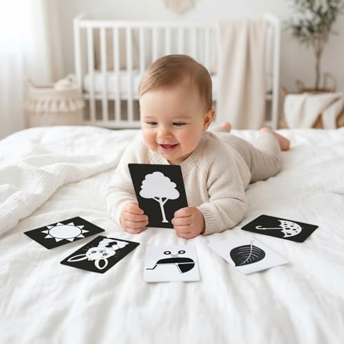 The Curious Bees - High Contrast New Born Anti-Glare Flash Cards | 36 Objects for Visual Stimulation, Cognitive & Sensory Development of 0-6 Month Old Infants - Image 2