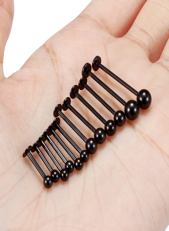 Ftovosyo مجموعة Ftovosyo من 12 قطعة، مقاس 16G، أقراط مسطحة من الفولاذ المقاوم للصدأ، بتصميمات متنوعة: أشلي، ميدوسا، مونرو، غمازات، حلقات للشفاه والخدود، مجوهرات ثقب الجسم للنساء والرجال، طول القضيب من 8 مم إلى 19 مم، لون أسود - Image 3