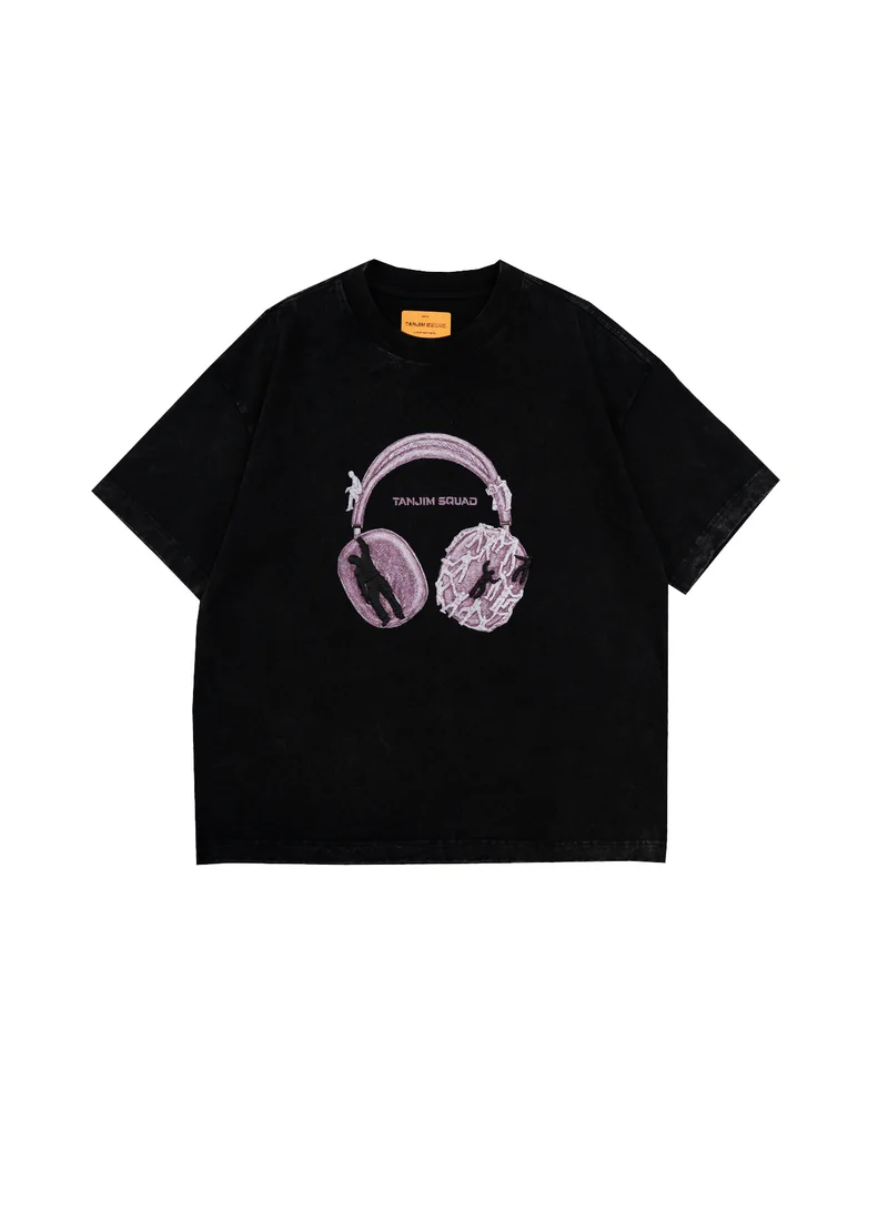 Tanjim Squad TS HEADPHONE T-SHIRT-BLACK