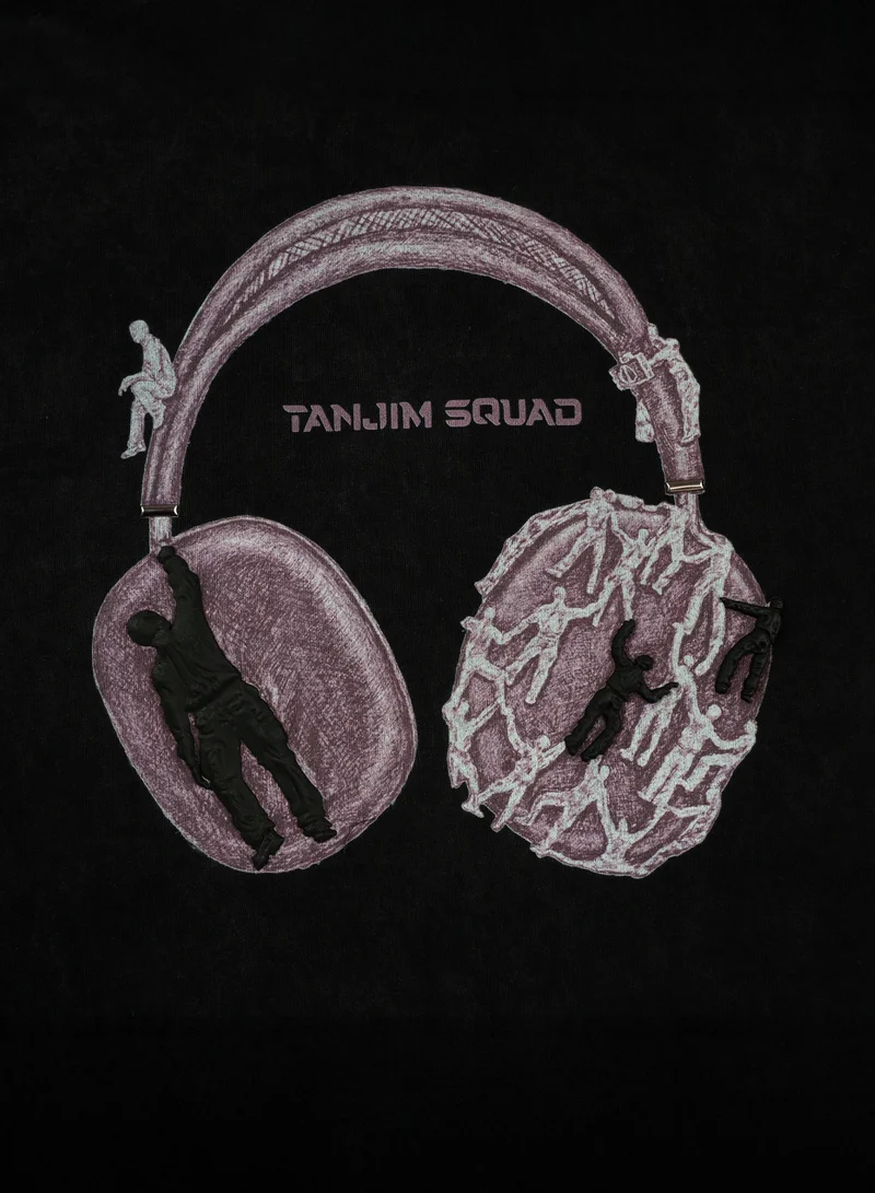 Tanjim Squad TS HEADPHONE T-SHIRT-BLACK