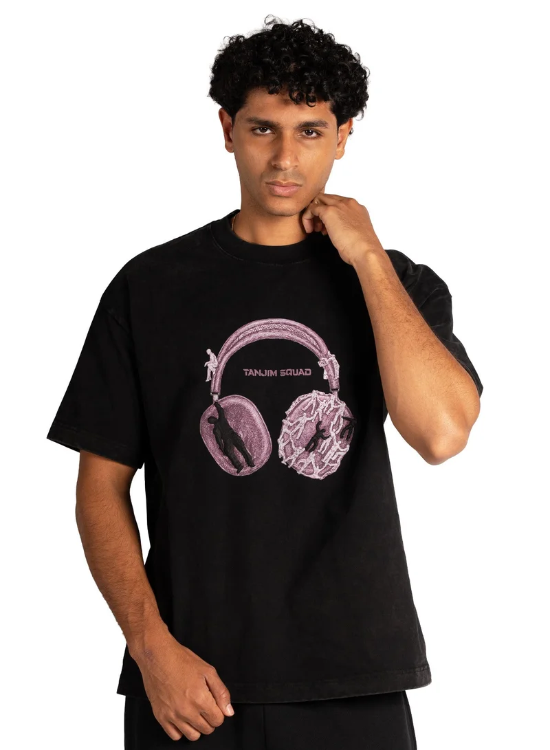 Tanjim Squad TS HEADPHONE T-SHIRT-BLACK