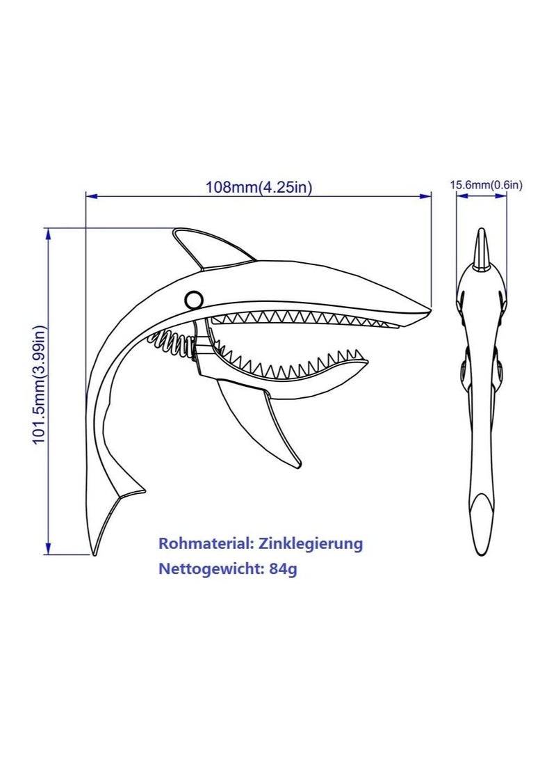 ميغاريا كابو جيتار إميلود للجيتار الصوتي والكهربائي سمكة القرش كابو الزنك لجيتار 6 أوتار مع إحساس جيد باليد ، بدون ضجيج ومتين (أسود) - Image 5