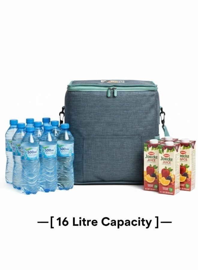 Happy Home Thermal Cooler Bag 16L 29×18×30 cm with Aluminum Thermal Lining, Large Portable Lunch Tote with 2 Side Mesh Pockets for Water Bottles, Cans & Drinks plus Front Storage Pocket, Lightweight Thermal Food and Beverage Cooler Bag for Picnic, Travel, Grocery Shopping, School, Office, Beach and Outdoor Activities - Green - Image 4