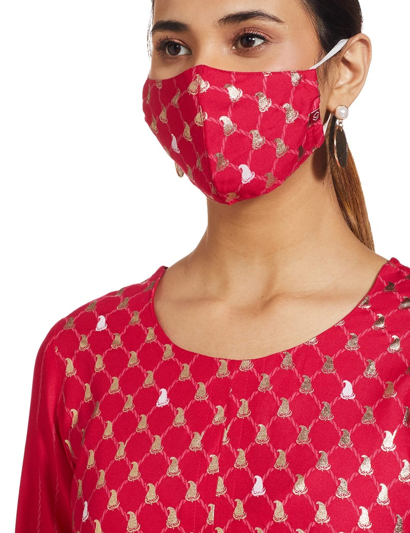Biba بيبا طقم كورتا ضيق مطبوع للنساء (SKD7437E_فوشيا_34) - Image 3