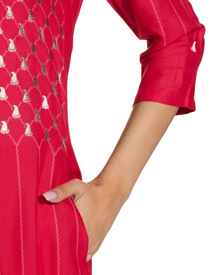 Biba بيبا طقم كورتا ضيق مطبوع للنساء (SKD7437E_فوشيا_34) - Image 4