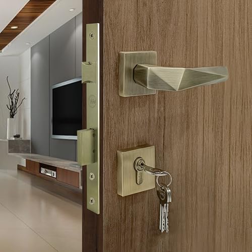 Yale Mortise Door Lock Handle Set | 3 Keys | Left & Right Door Compatibility | Main Door, Bedroom, Office, Hotel Use | Fits 30-40mm Doors | EN 1906 Certified | 1-Year Warranty | Antique Brass Finish - Image 1