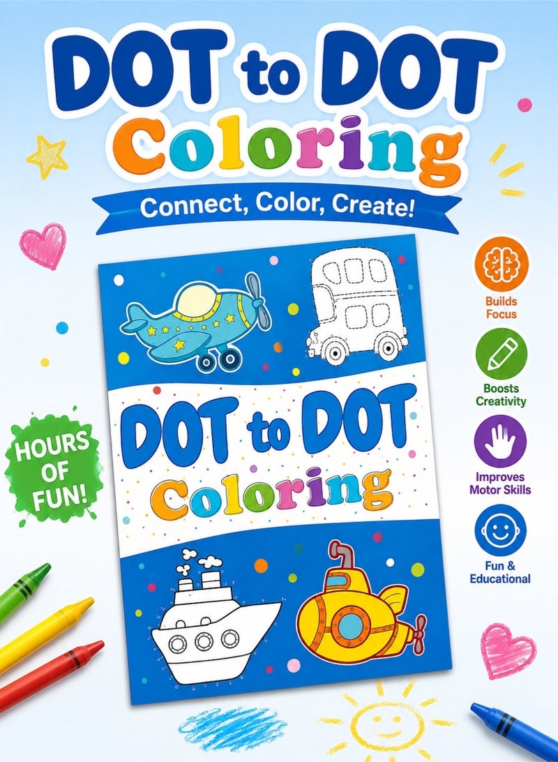 Saudi Select Kids Dot to Dot Coloring Book - Fun and Educational Drawing & Painting Supplies for Toddlers and Preschoolers - Image 1
