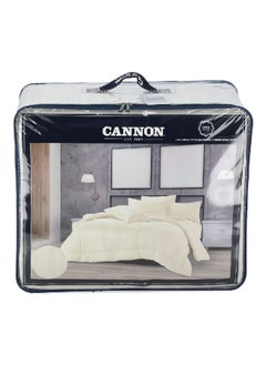 Cannon 3-Piece Premium Quality T215 Cotton Stripe Comforter Set Satin Ivory Twin 27 x 52 x 60 cm CN CT3PCS-IVRD  - Image 1