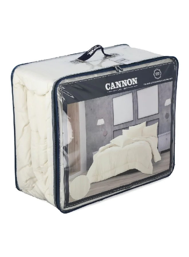 Cannon 3-Piece Premium Quality T215 Cotton Stripe Comforter Set Satin Ivory Twin 27 x 52 x 60 cm CN CT3PCS-IVRD
