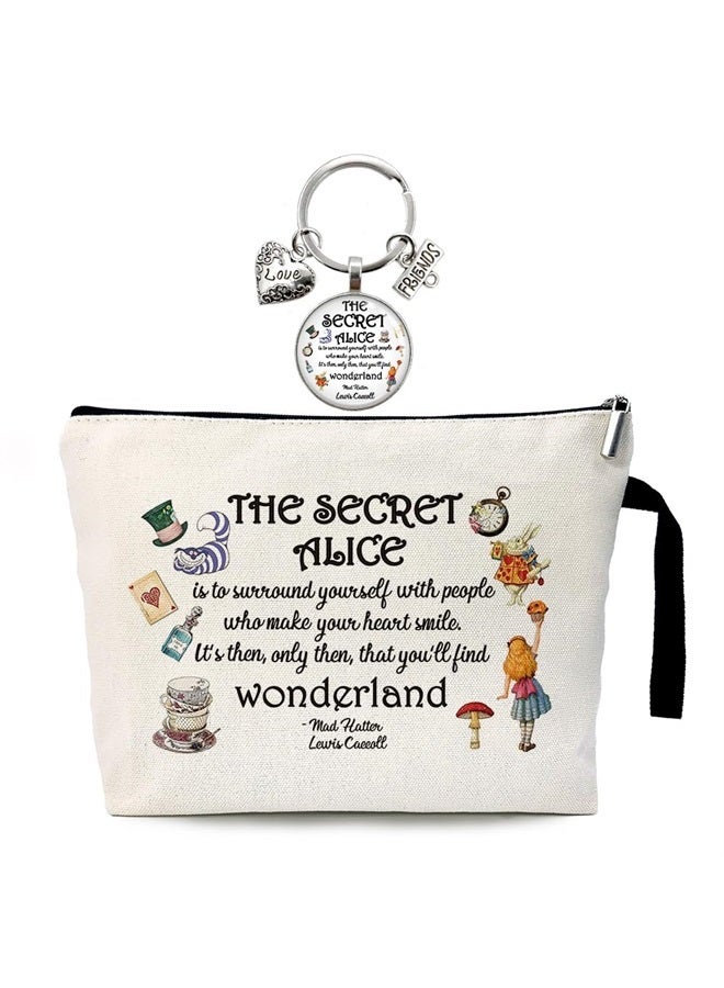 ZHANTUONE Wonderland Cosmetic Bag, The Best Friendship Gift for Friends, Vintage. Wonderland Theme Cosmetic Travel Bag，Gifts for Women Sister Friend，Gift to Friends，Motivational Quote - Image 1