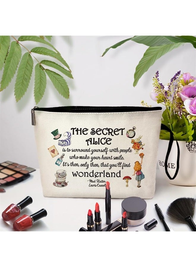 ZHANTUONE Wonderland Cosmetic Bag, The Best Friendship Gift for Friends, Vintage. Wonderland Theme Cosmetic Travel Bag，Gifts for Women Sister Friend，Gift to Friends，Motivational Quote - Image 4