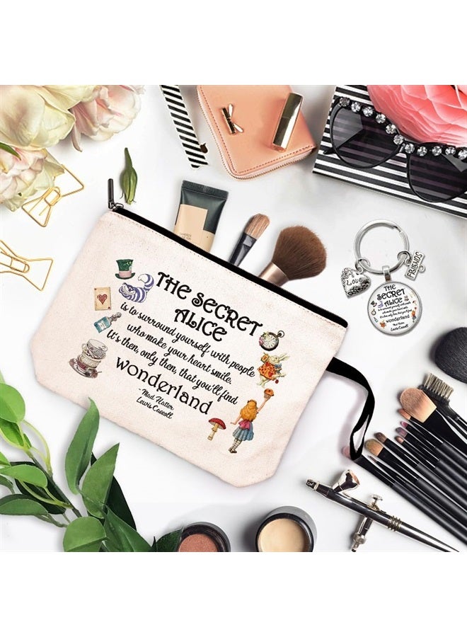 ZHANTUONE Wonderland Cosmetic Bag, The Best Friendship Gift for Friends, Vintage. Wonderland Theme Cosmetic Travel Bag，Gifts for Women Sister Friend，Gift to Friends，Motivational Quote - Image 3