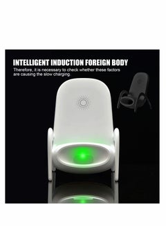 KASTWAVE Wireless Charger,Portable Mini Chair Wireless Charger Supply for All Phones,Multipurpose Phone Stand with Musical Speaker Function,USB Cable Power Bank-White  - Image 2