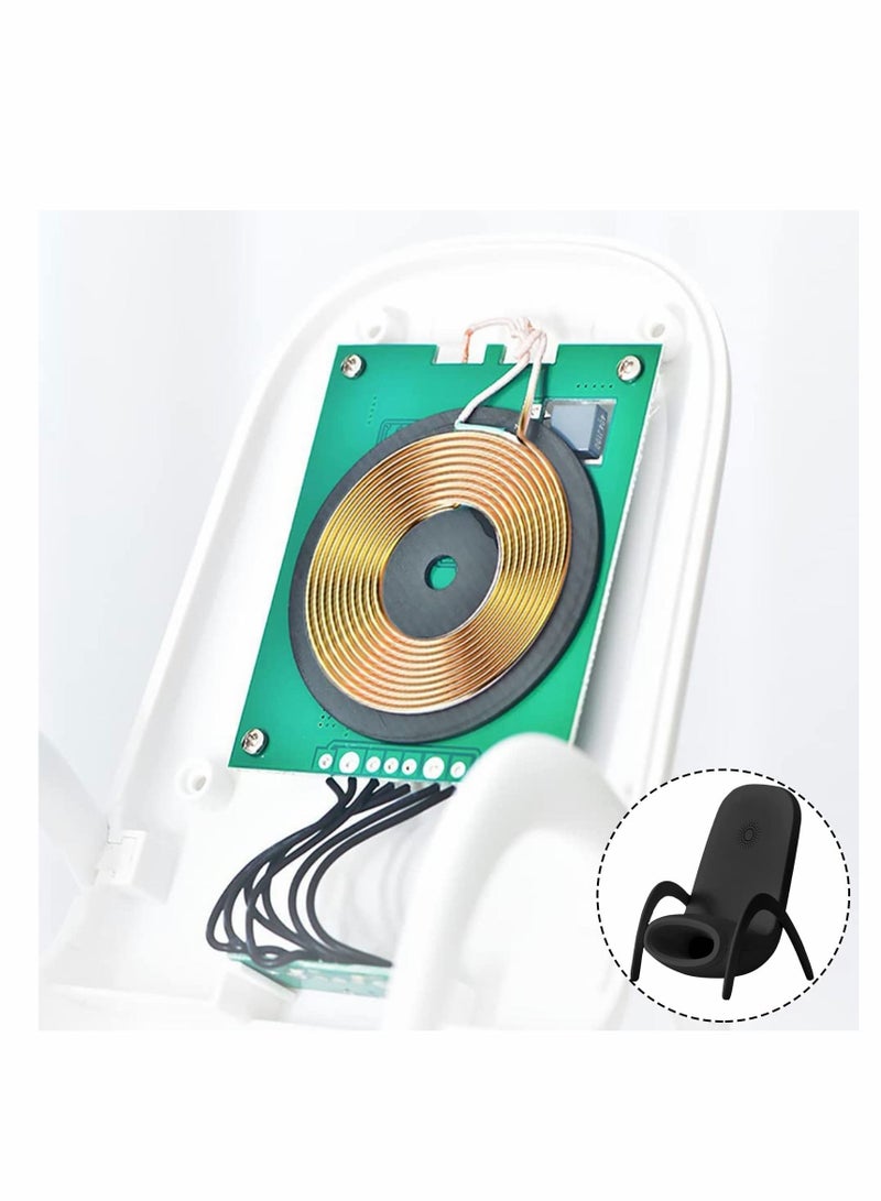 KASTWAVE Wireless Charger,Portable Mini Chair Wireless Charger Supply for All Phones,Multipurpose Phone Stand with Musical Speaker Function,USB Cable Power Bank-White - Image 5