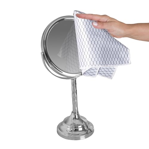 Casabella Lint-Free Microfiber Glass and Mirror Cleaning Cloths, White/Black (Set of 2) - Image 4