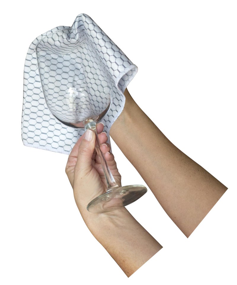 Casabella Lint-Free Microfiber Glass and Mirror Cleaning Cloths, White/Black (Set of 2) - Image 3