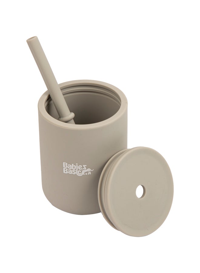 Babies Basic Stage 3 Silicone  Cup With Straw For Kids - Grey - Image 5