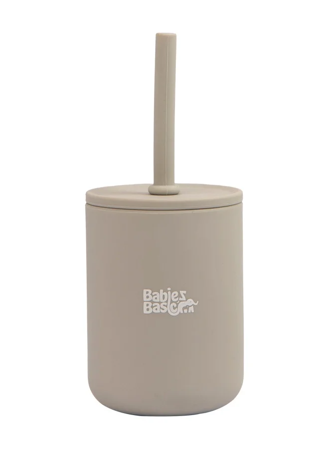 Babies Basic Stage 3 Silicone  Cup With Straw For Kids - Grey