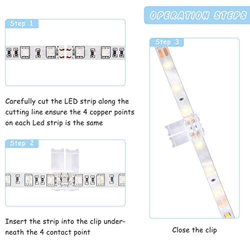 Mudder 40 Pcs 10 mm 2 Pin LED Strip Connectors T Shape l Shape Gapless Solderless Lights Extension Connectors Adapter for 3528 2835 SMD RGB LED Strip Light - Image 3