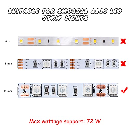 Mudder 40 Pcs 10 mm 2 Pin LED Strip Connectors T Shape l Shape Gapless Solderless Lights Extension Connectors Adapter for 3528 2835 SMD RGB LED Strip Light - Image 5