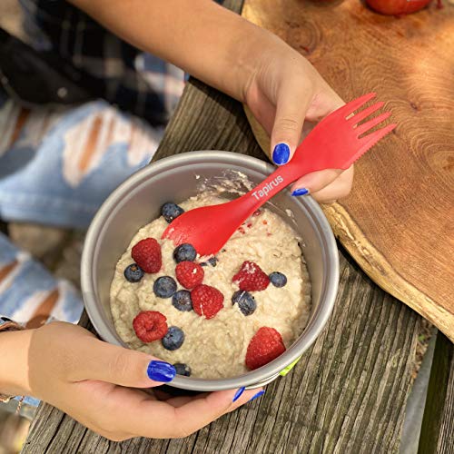 Tapirus - Camping Sporks to Go V8 Set - 7" BPA Free Plastic Sporks Reusable - Camping Spoon Fork Knife Combo with Bottle Opener & Case - For Hiking, Hunting, Backpacking Utensils, MREs - Pack of 8 - Image 2