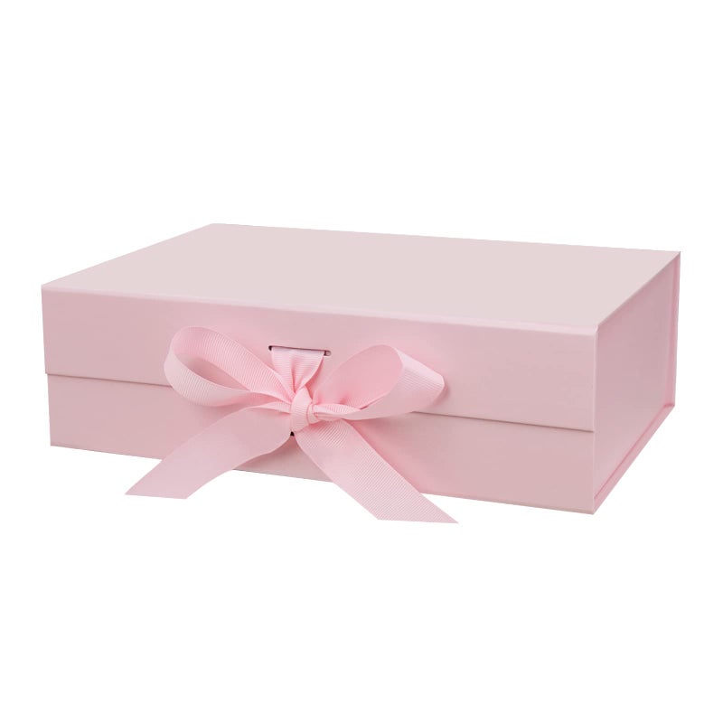 DaiUni 13X9X4 Large Pink Magnetic Gift Box with Lid and Ribbon for Presents - Image 2