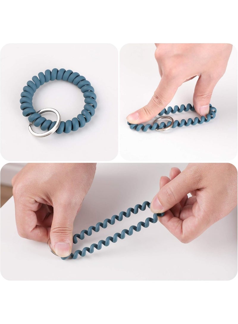 6PCS ممتد معصم معصم سلسلة المفاتيح معصم سلسلة المفاتيح معصم، ربيع مرنة لفائف معصم دوامة ​ حامل مفتاح المعصم خاتم المفتاح للسونا صالة الألعاب الرياضية شارة هوية حمام السباحة والرياضات في الهواء الطلق - Image 3