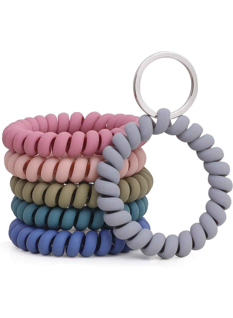 6PCS ممتد معصم معصم سلسلة المفاتيح معصم سلسلة المفاتيح معصم، ربيع مرنة لفائف معصم دوامة ​ حامل مفتاح المعصم خاتم المفتاح للسونا صالة الألعاب الرياضية شارة هوية حمام السباحة والرياضات في الهواء الطلق - Image 1