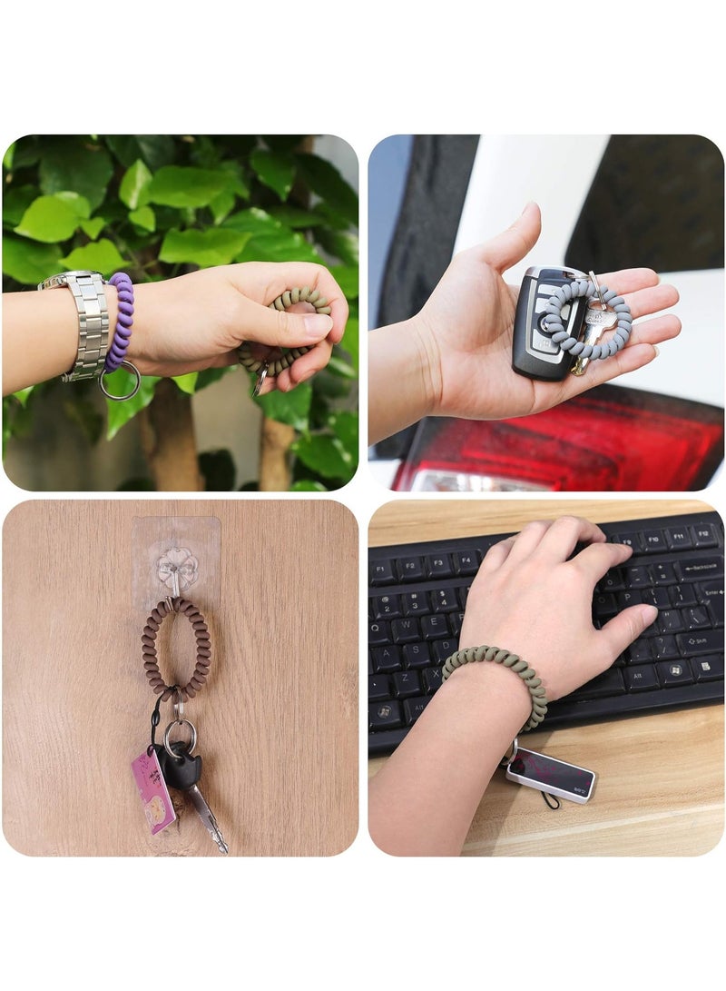 6PCS ممتد معصم معصم سلسلة المفاتيح معصم سلسلة المفاتيح معصم، ربيع مرنة لفائف معصم دوامة ​ حامل مفتاح المعصم خاتم المفتاح للسونا صالة الألعاب الرياضية شارة هوية حمام السباحة والرياضات في الهواء الطلق - Image 5