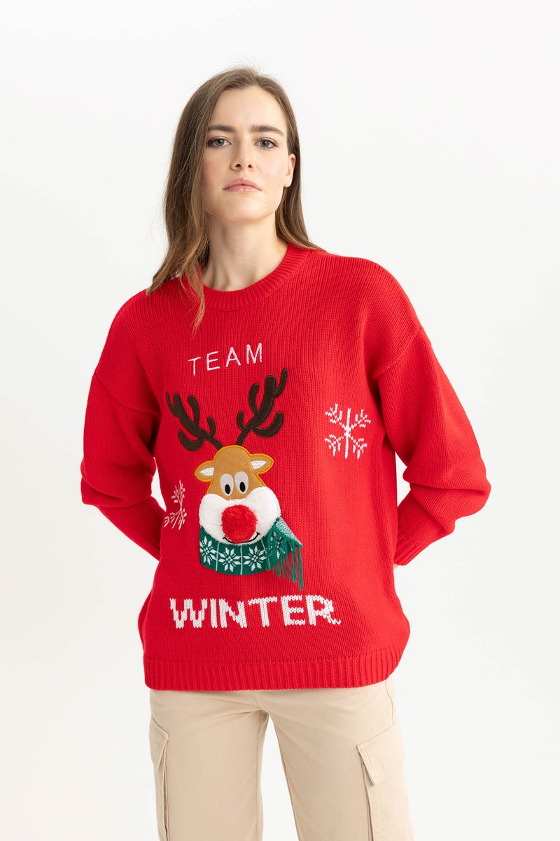 DeFacto Woman Christmas Themed Crew Neck Pullover  - Image 1