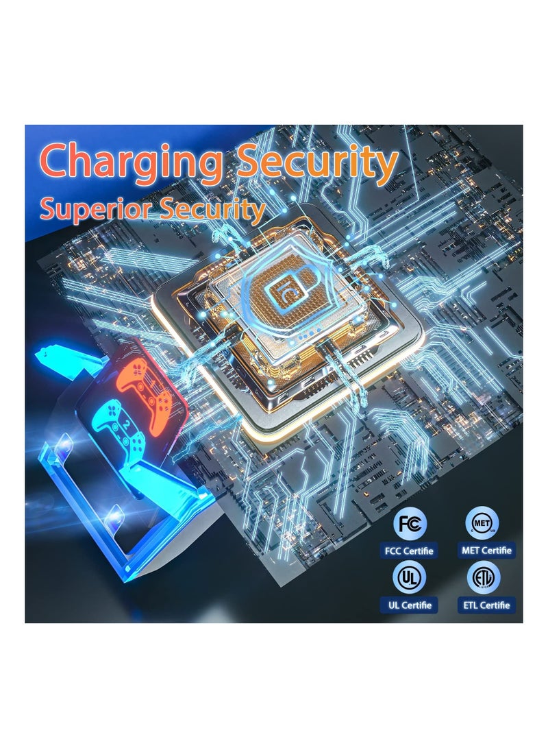 Captaintech PS5 Controller Charger Station, PS5 Charging Station with Fast Charging AC UK Adapter 5V/3A, Electronic Dog Style Dual Playstation 5 Controller Charger Station Accessories with LED Indicator - Image 4