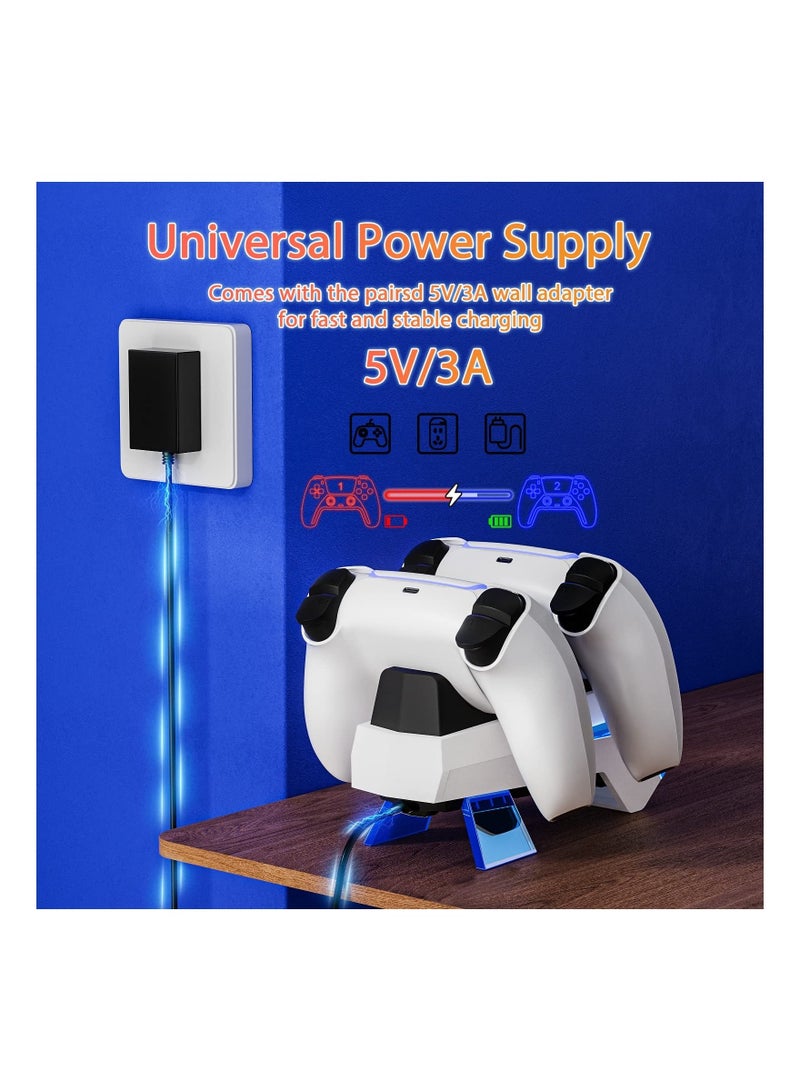 Captaintech PS5 Controller Charger Station, PS5 Charging Station with Fast Charging AC UK Adapter 5V/3A, Electronic Dog Style Dual Playstation 5 Controller Charger Station Accessories with LED Indicator - Image 5