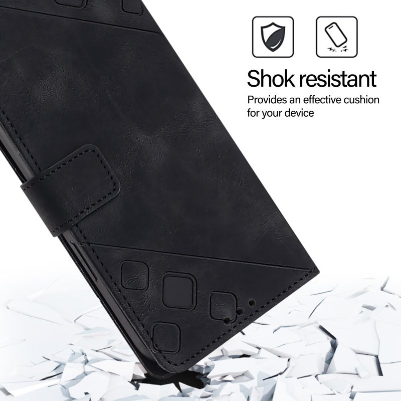 HuHa Protective Cover For Nothing Phone 2a Skin-feel Embossed Leather Phone Case(Black) - Image 4