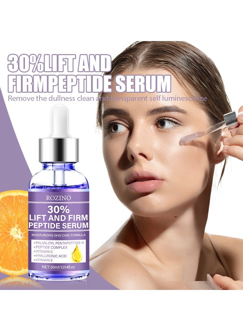 Rozino Lift and Firm Peptide Serum for Face, Anti-Aging Facial Serum with Hyaluronic Acid, Vitamin C and E, Hydrating Serum for Women, for Face Lift - Facial Serum for Tightening & Lifting (30ml) - Image 2