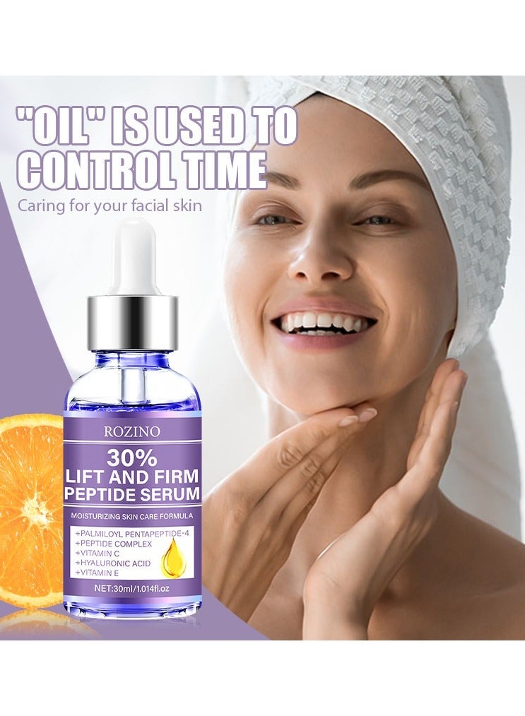 Rozino Lift and Firm Peptide Serum for Face, Anti-Aging Facial Serum with Hyaluronic Acid, Vitamin C and E, Hydrating Serum for Women, for Face Lift - Facial Serum for Tightening & Lifting (30ml) - Image 3