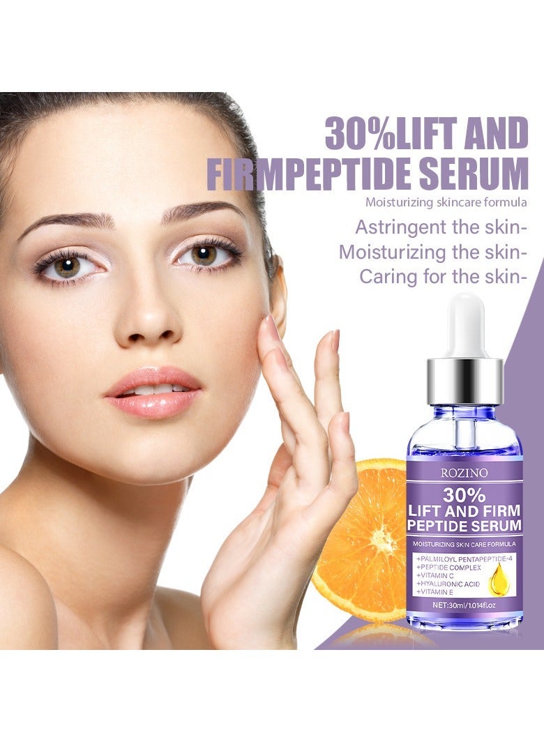 Rozino Lift and Firm Peptide Serum for Face, Anti-Aging Facial Serum with Hyaluronic Acid, Vitamin C and E, Hydrating Serum for Women, for Face Lift - Facial Serum for Tightening & Lifting (30ml) - Image 4