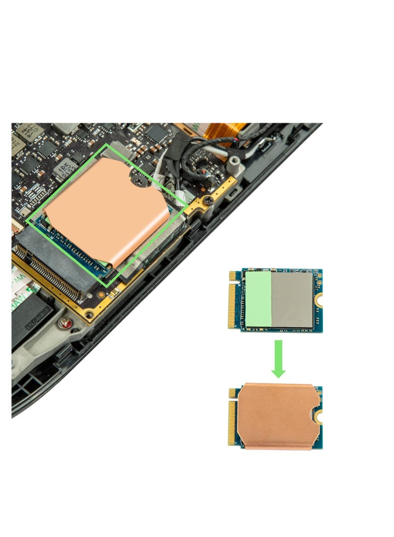 Steam Deck SSD Heatsink with Thermal Pad, M.2 2230 NVME Copper Cooling Solution, Includes Thermal Paste, Replacement Screws, and Opening Tools for Easy SSD Installation and Repair. - Image 2